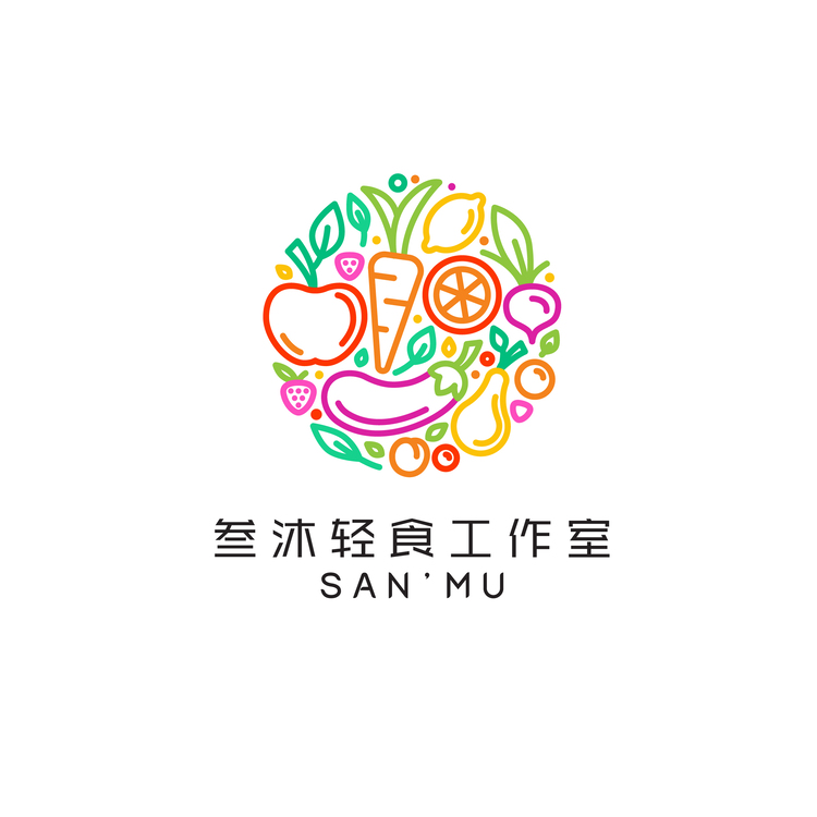 叁沐轻食工作室logo