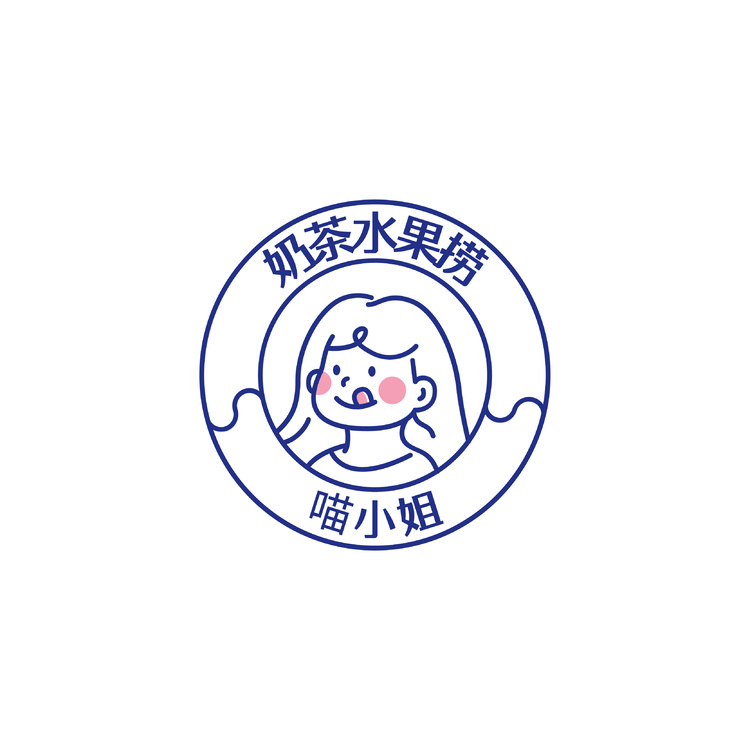 喵小姐，奶茶水果铺logo